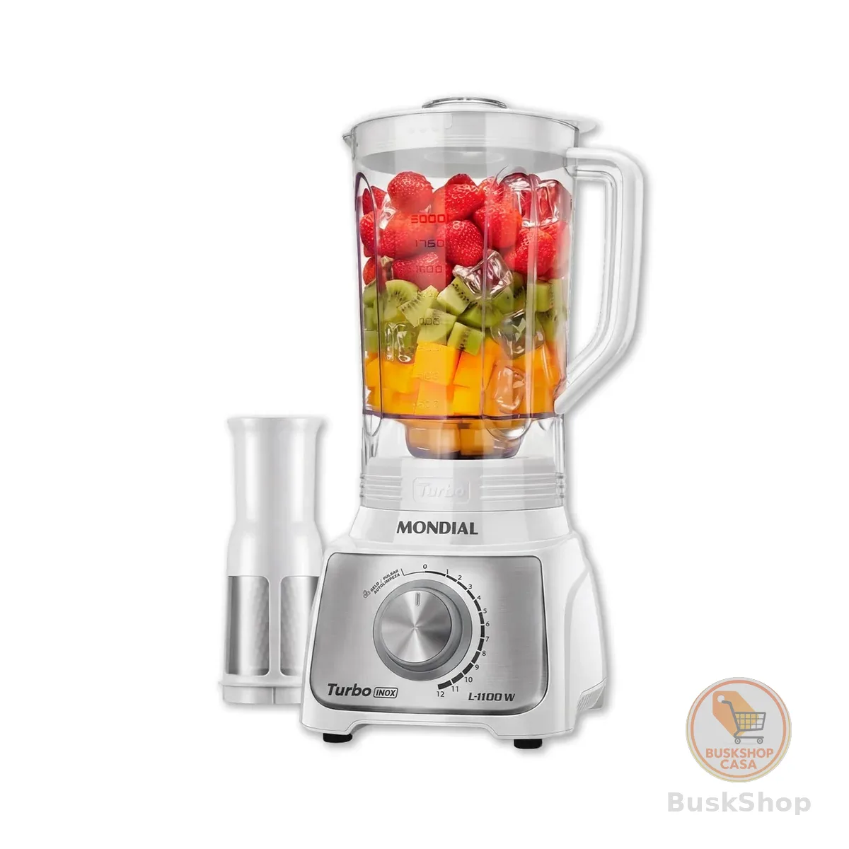 MONDIAL, Liquidificador Turbo Branco/Inox 1100W, 110V - L-1100-WI