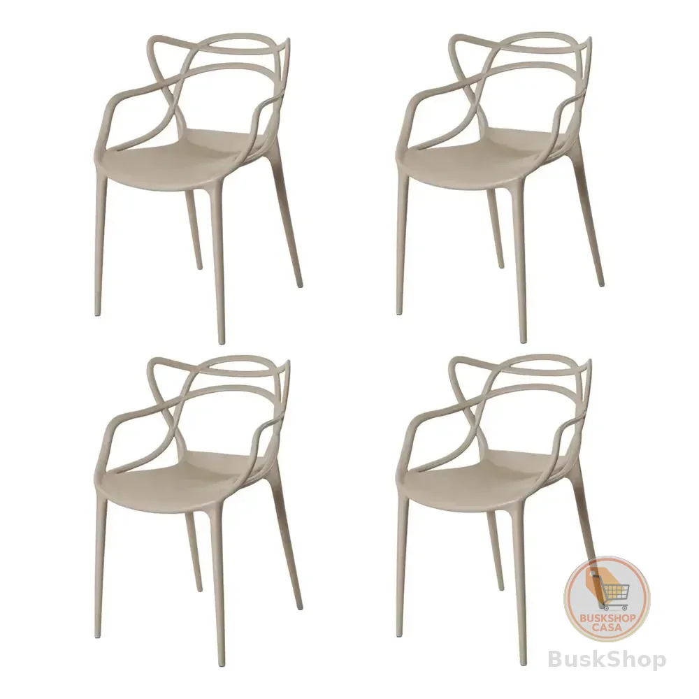 Kit 4 Cadeiras De Jantar Allegra La Mobilia Cor Bege Nude Liso