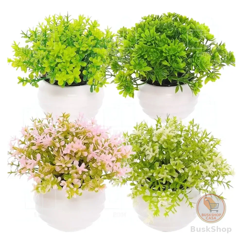 Kit Vasinhos Planta Artificial Decorativos Branco Decoração Branco