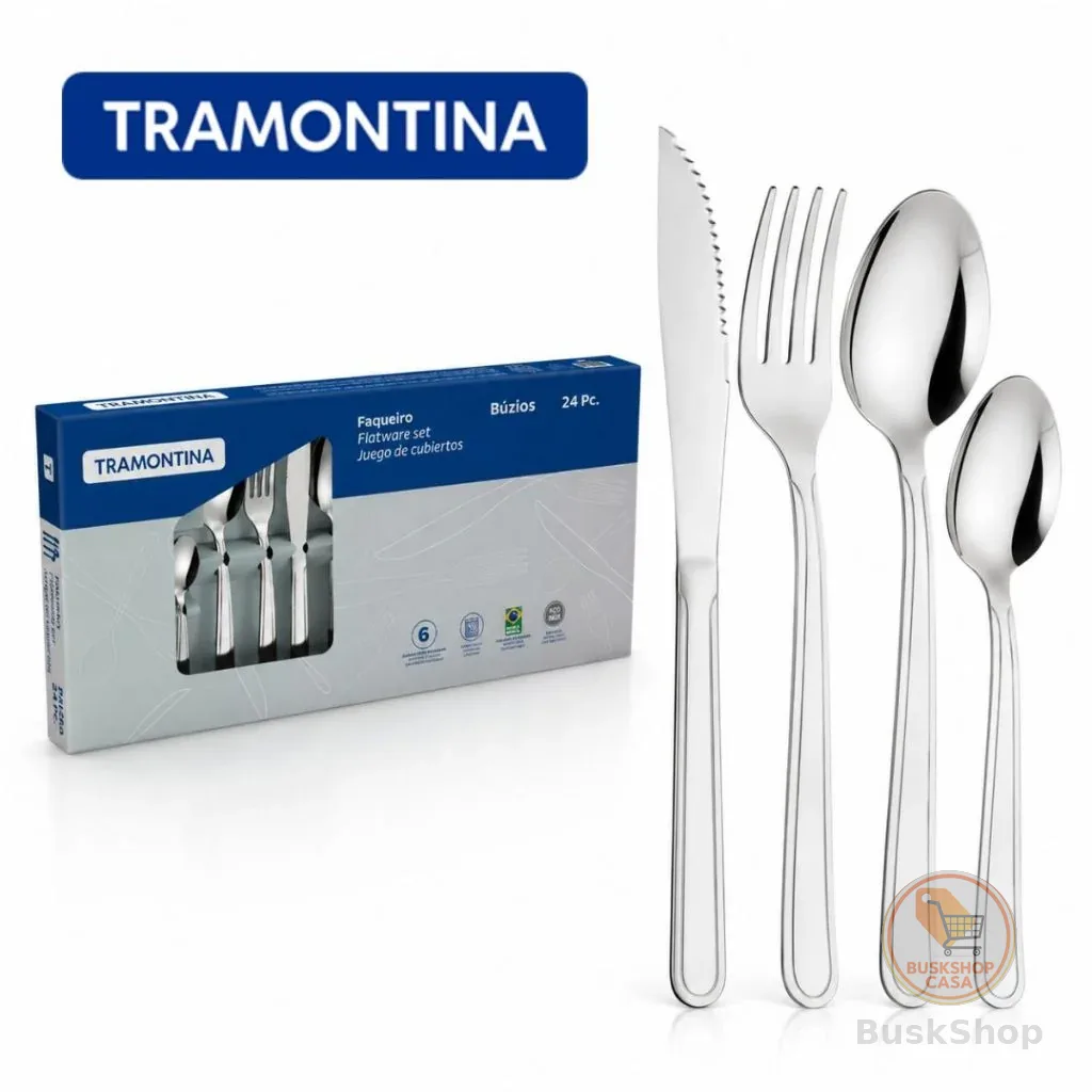 Kit Conjunto Jogo De Faqueiro Búzios 24 Peças Aço Inox Tramontina