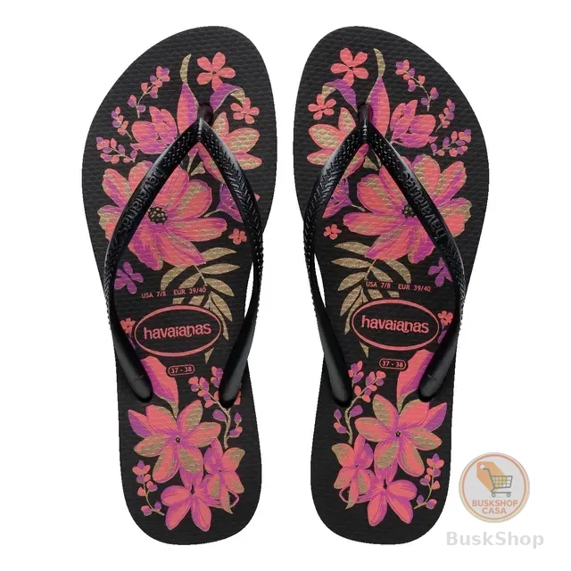 Chinelo Feminino Havaianas Slim Organic Floral Original Flor