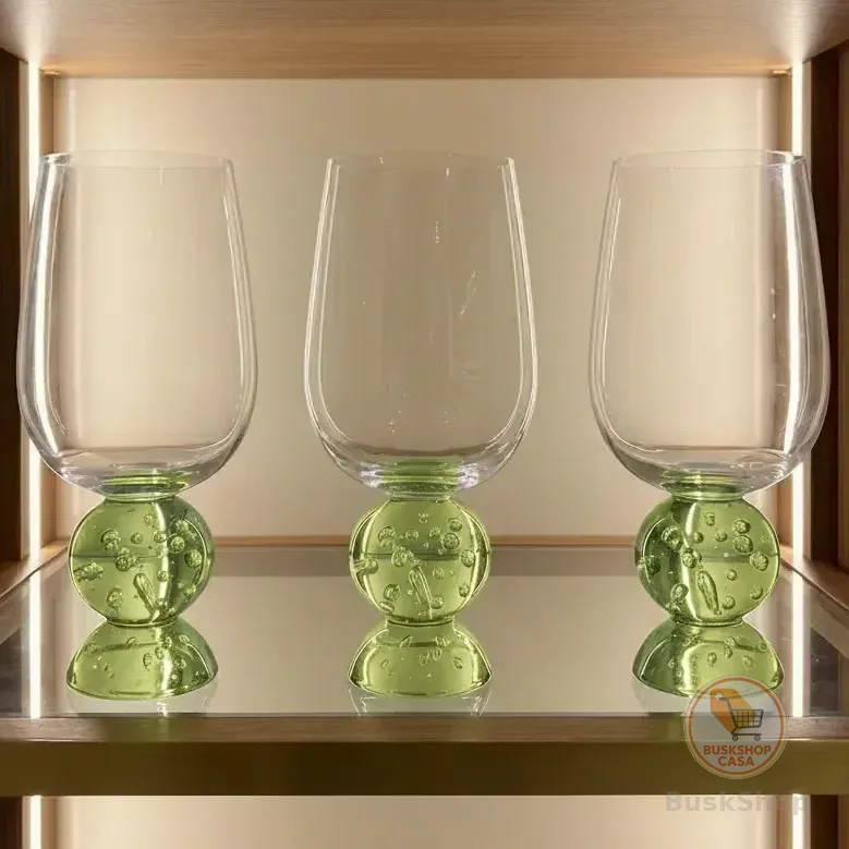 Kit 6 Taças Base Esfera Luna Grande Verde Sintonia 500ml Verde-limão