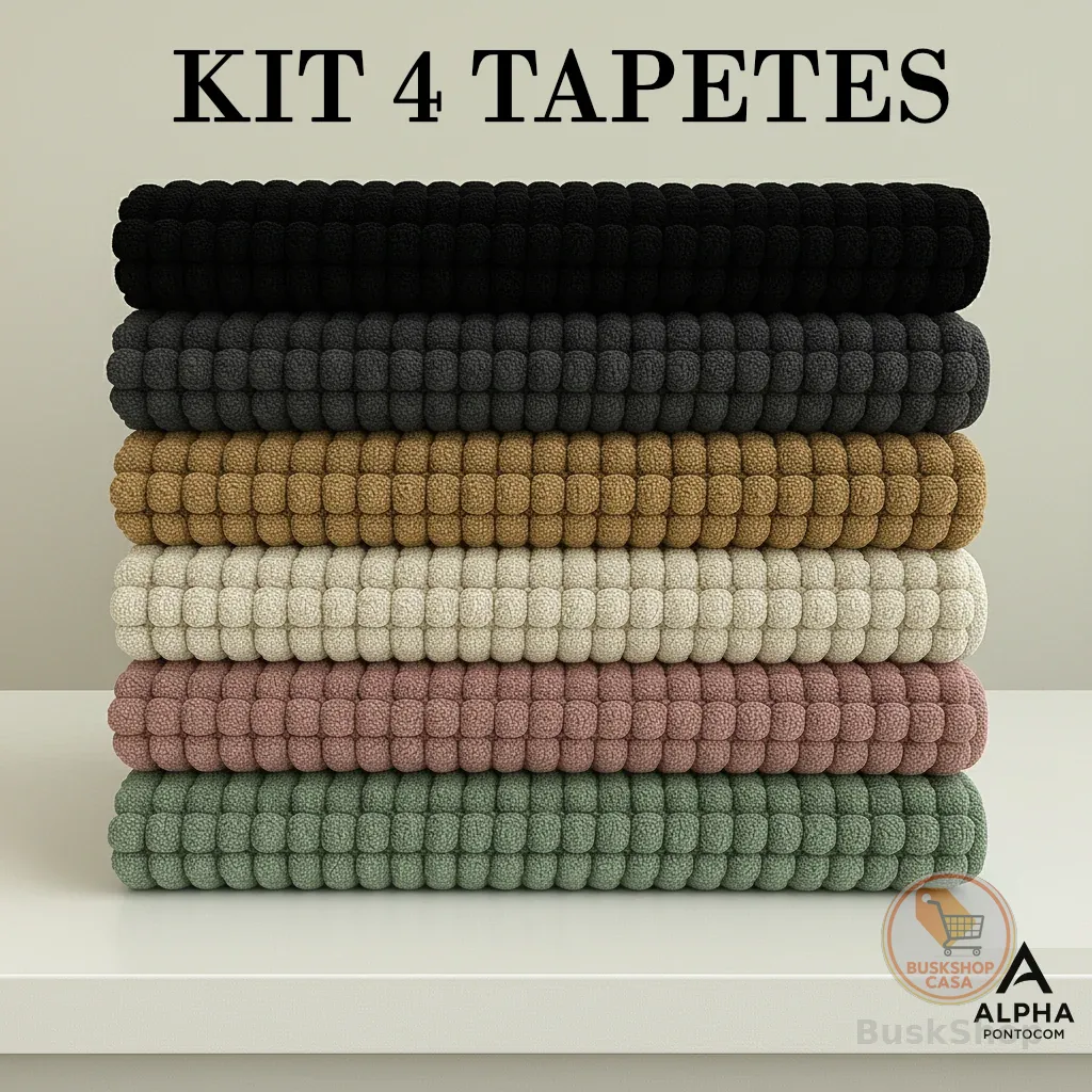 Tapete Bolinha KIT 4 Unidades Microfibra Banheiro Popcorn 38x58 Antiderrapante Macio Alta Absorção