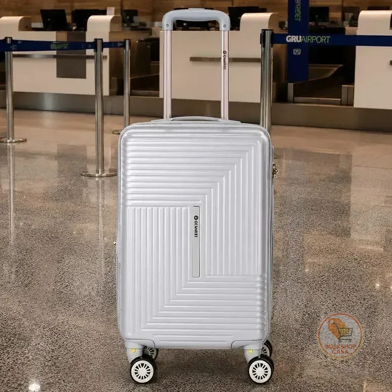 Mala De Viagem 10kg Super Rodas 360° Yqapice Cor Prata Listras
