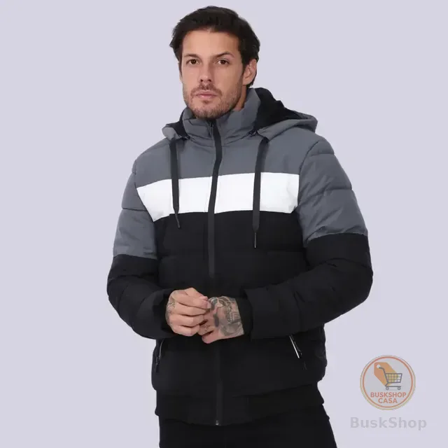 Jaqueta Bobojaco Com Capuz Bolso Zíper Casaco Frio Inverno