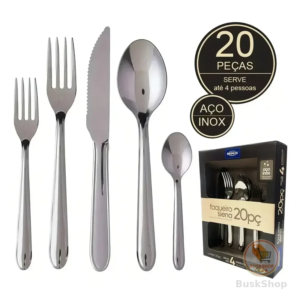 Faqueiro De Aço Inox Siena 20 Peças Brinox 5109/455 Cor Prateado