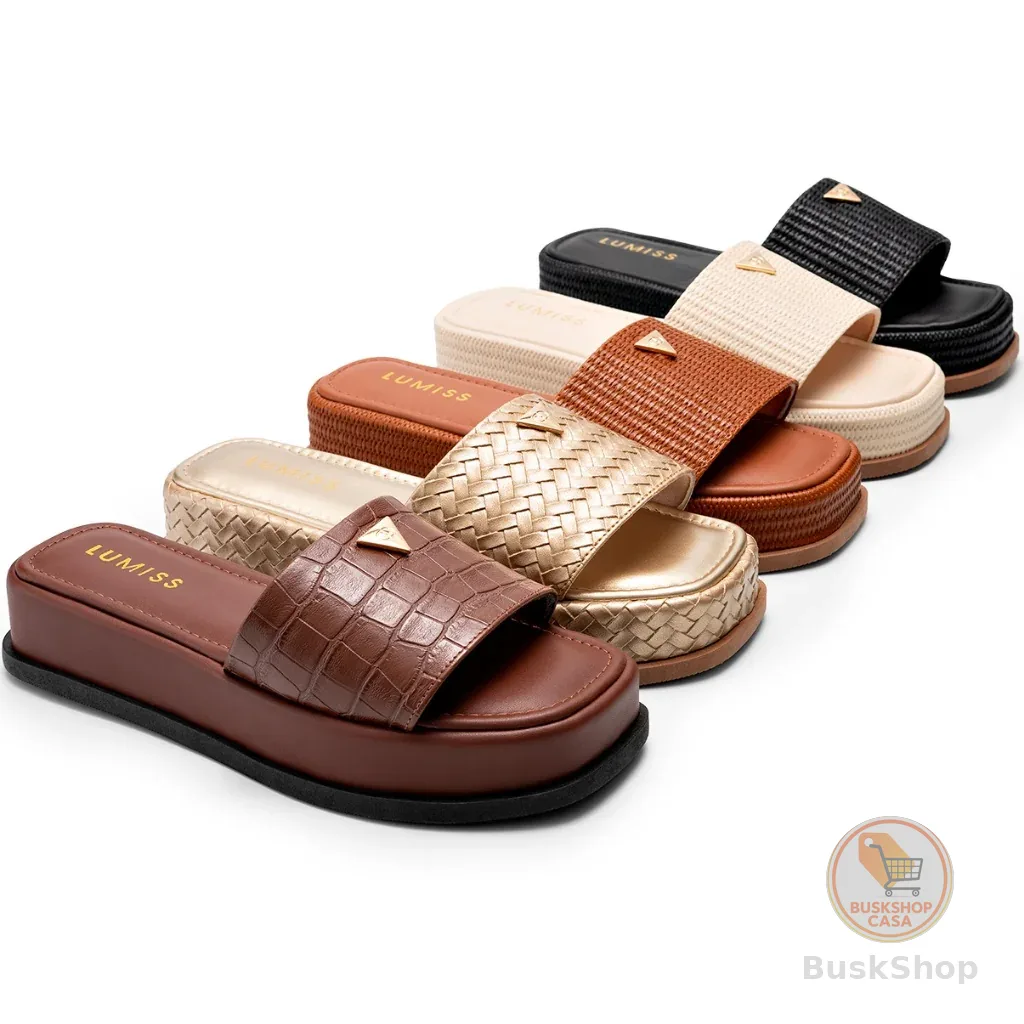 Tamanco Feminino Lumiss Sandália Flatform Chinelo Confortável Juta