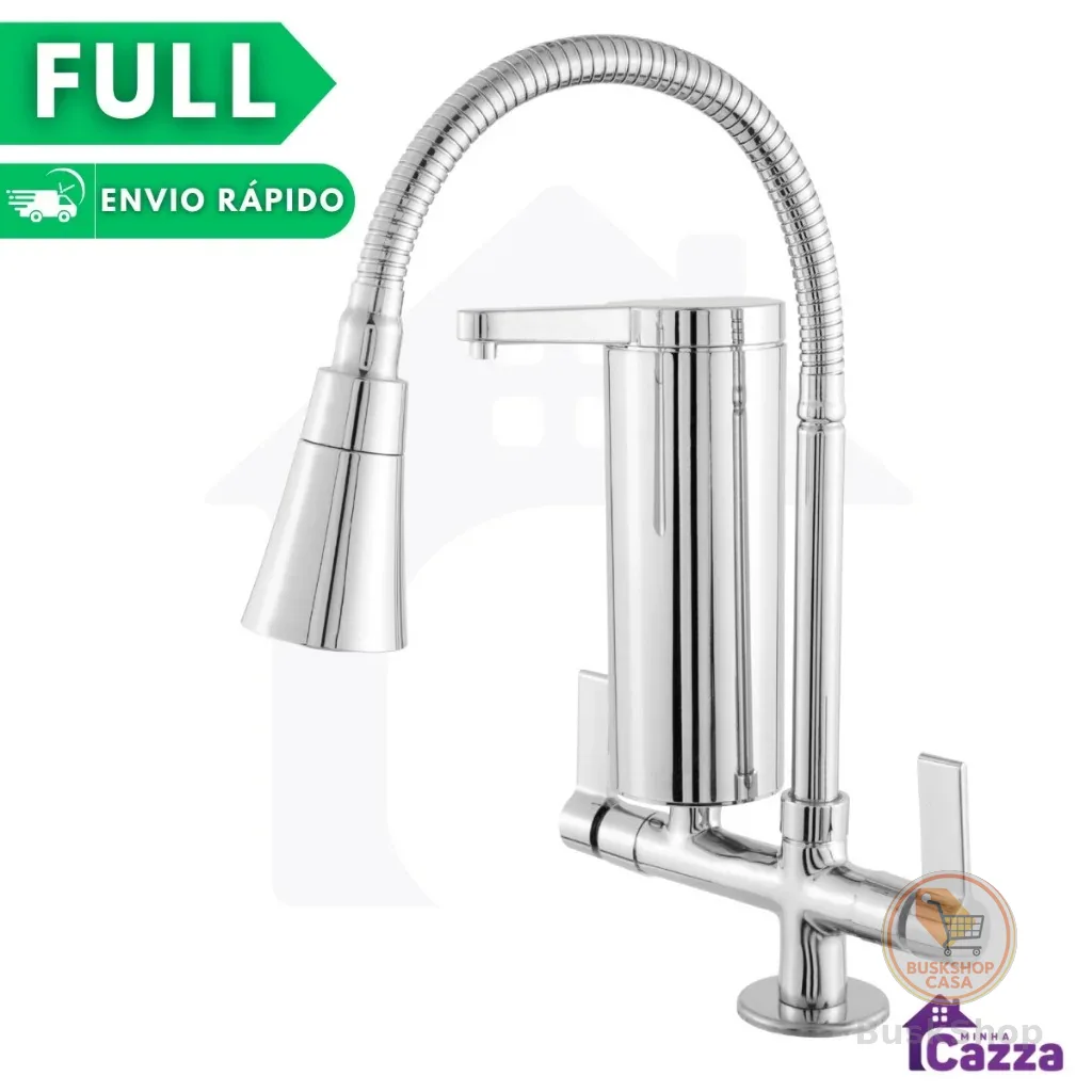 Torneira Cozinha Bancada Com Filtro Slim Flexível Gourmet Cromada Dupla Função Metal Inox Abs