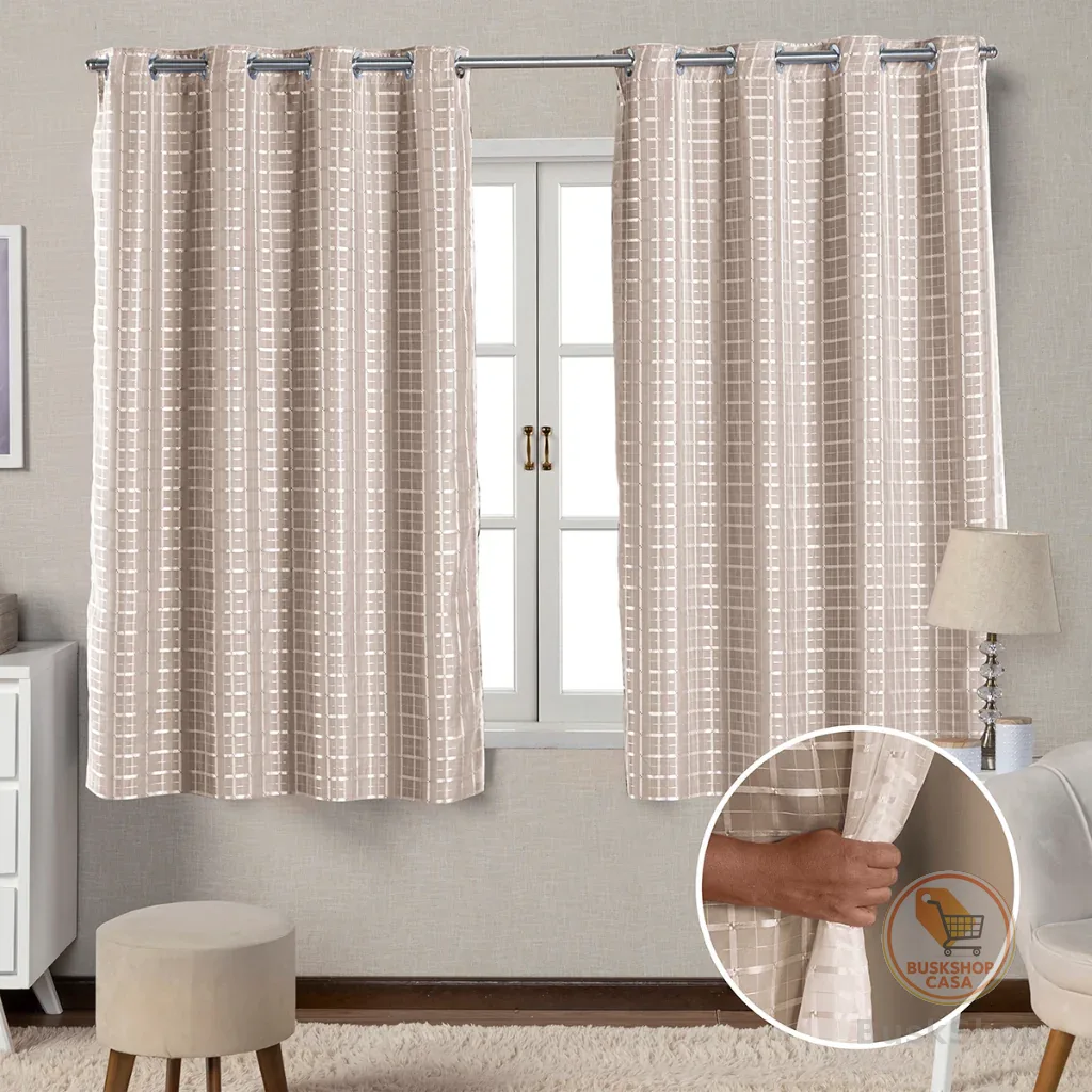 Cortina de Voal Xadrez Blackout 100% Corta Luz 2,00mx1,30m