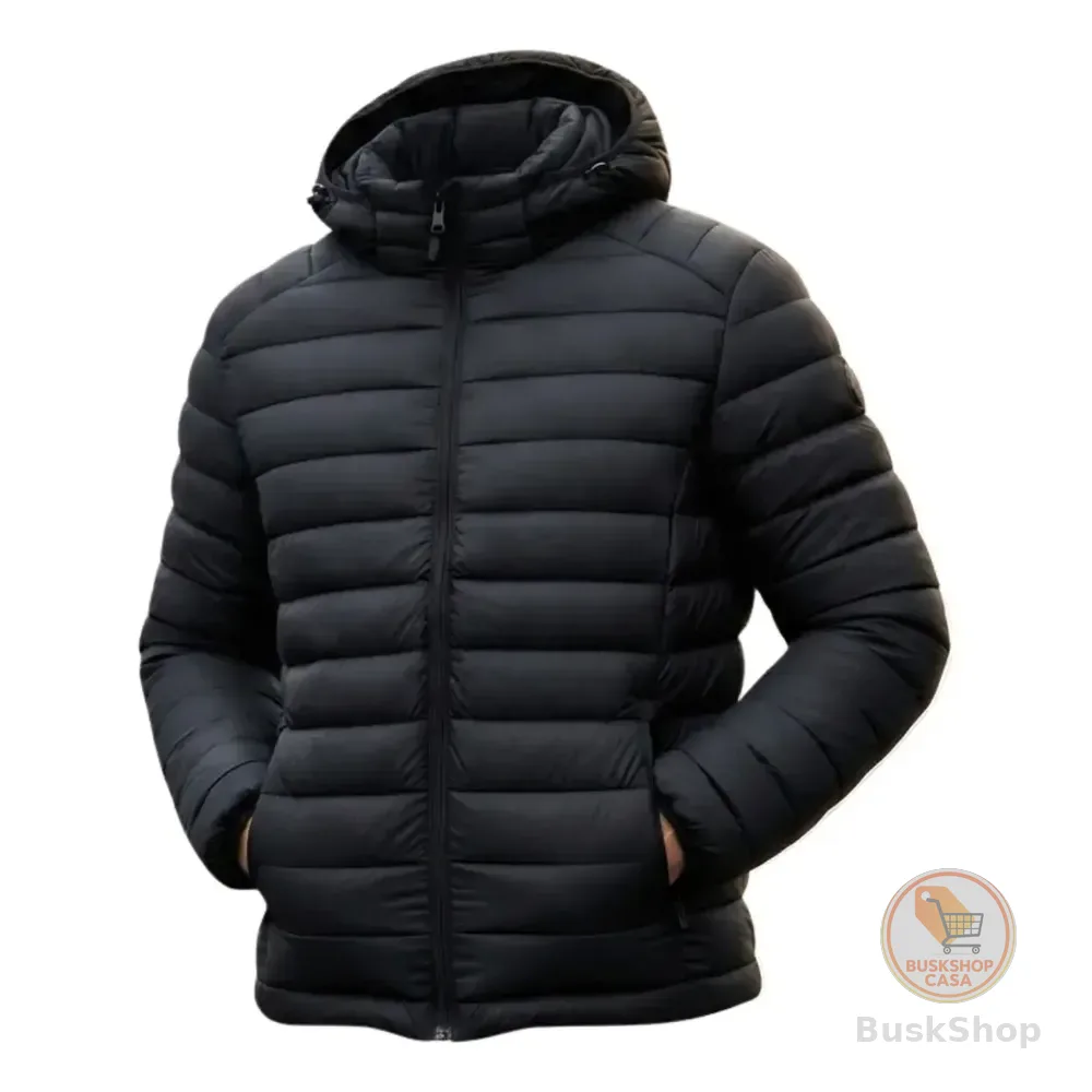 Jaqueta Puffer De Frio Intenso Blusa Impermeável Inverno Preto G Liso Ondulado