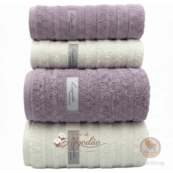 Kit/Jogo 2 Toalhas de Banho e 2 Toalhas de Rosto Grande Super Luxo Volume Extra 100% Algodão Macia Alta Absorção