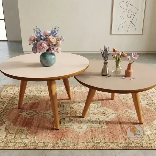 Conjunto Mesas De Centro Lateral Sofa Sala Redondas Baixas