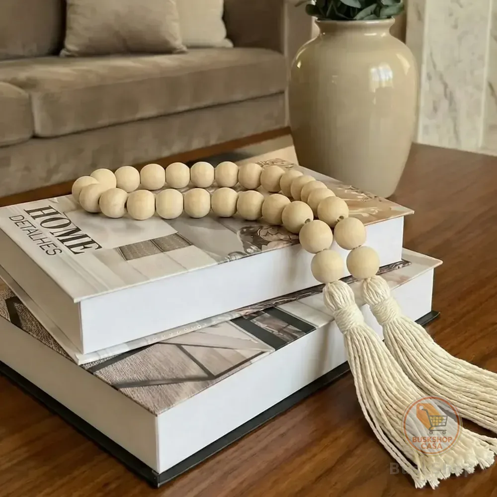 Colar Decorativo De Mesa Madeira Natural Enfeite De Sala Natural/cru