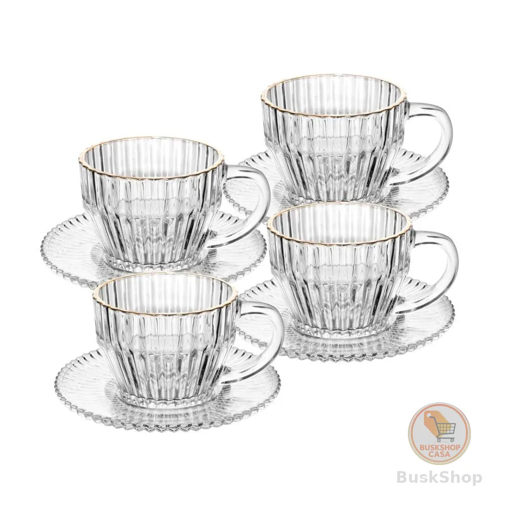 Jogo 4 Xícaras de Café com Pires Cristal Fio de Ouro Imperatriz 110ml - Wolff