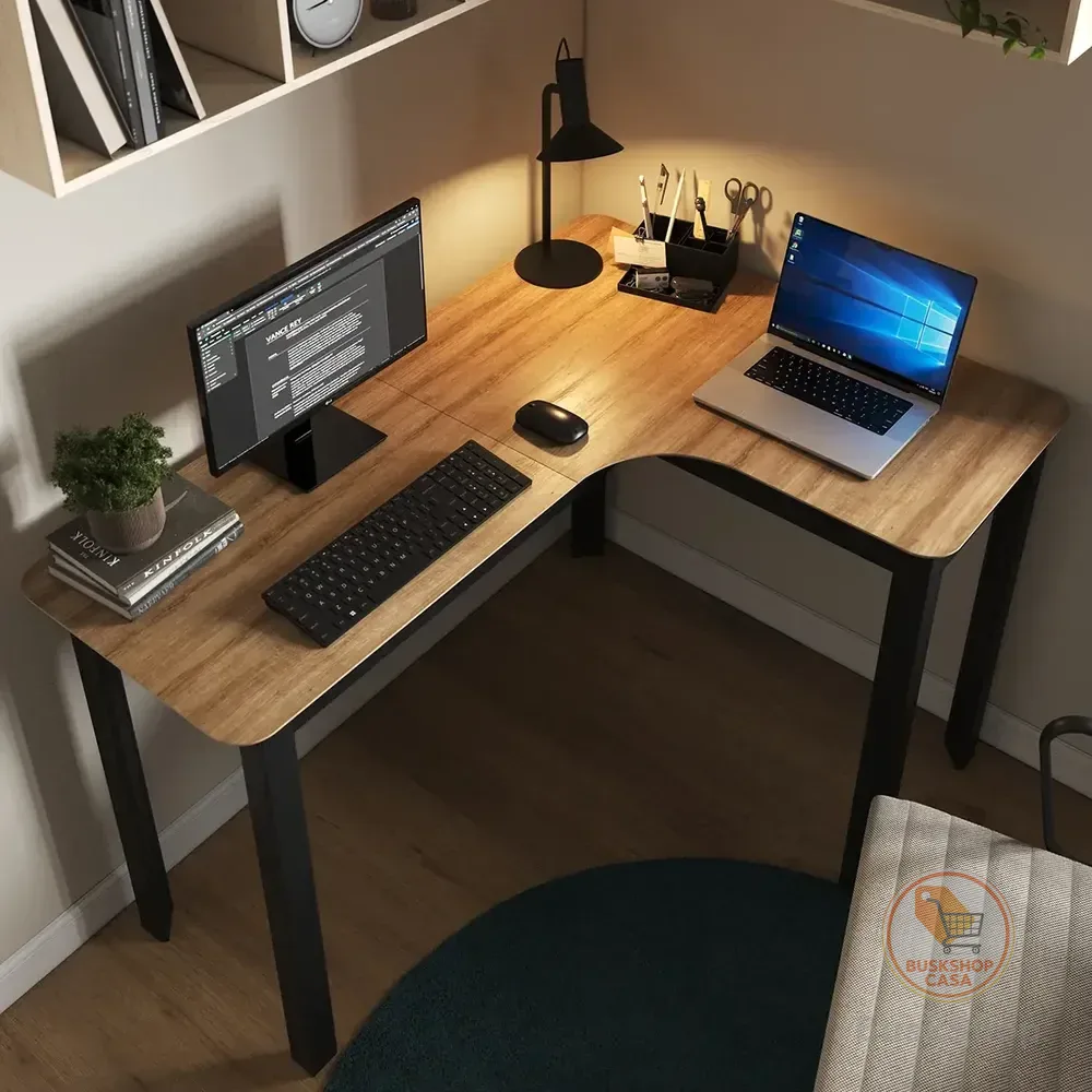Mesa em L Orgânica Curva 120cm para PC - Escrivaninha