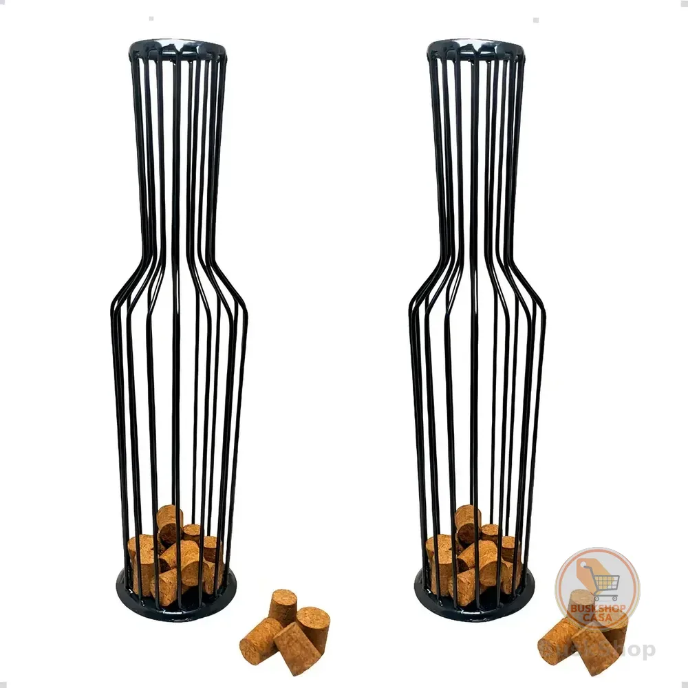 Porta Rolhas Vinho Metal Casa Útil 2l Garrafa Preta Decoração Preto