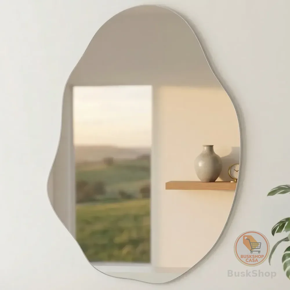 Espelho Orgânico 70x50 Cm Lapidado Moderno Branco