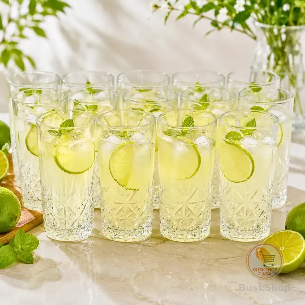 Kit 12 Copos Diamond Vidro 220ml Mesa Posta Água Suco Drinks