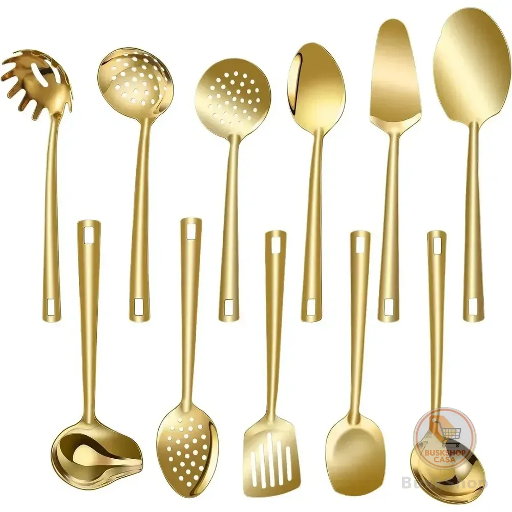 Kit Faqueiro Dourado Luxo Jogo Talheres Inox 11 Pçs