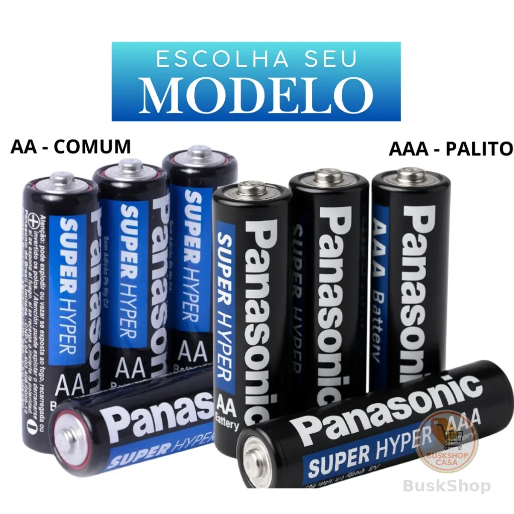 Pilhas Panasonic AAA ou AA | Comum ou Palito | Kit 8, 12, 24 ou 32 Unidades Pilha para controle