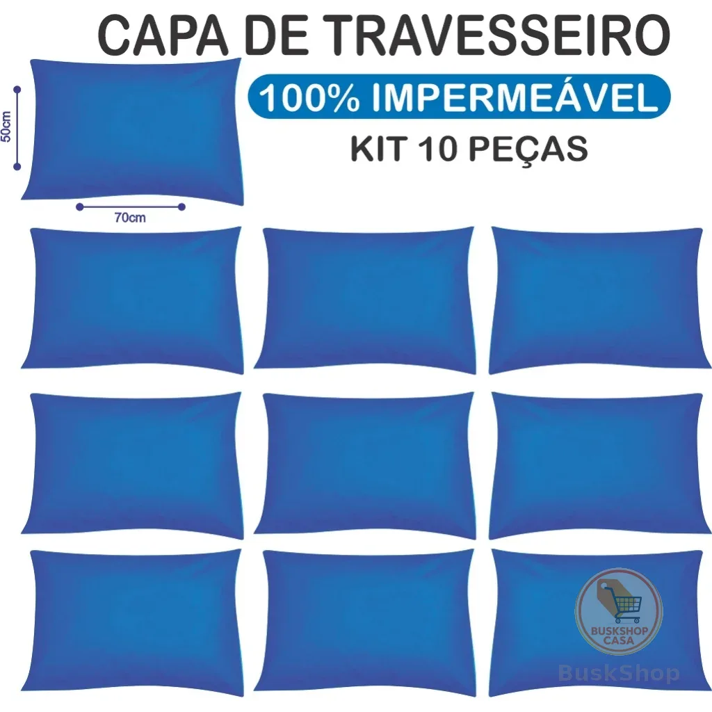 Capas Protetora Travesseiro Kit Com 10/5 Fronha Impermeável 50x70cm Com Zíper