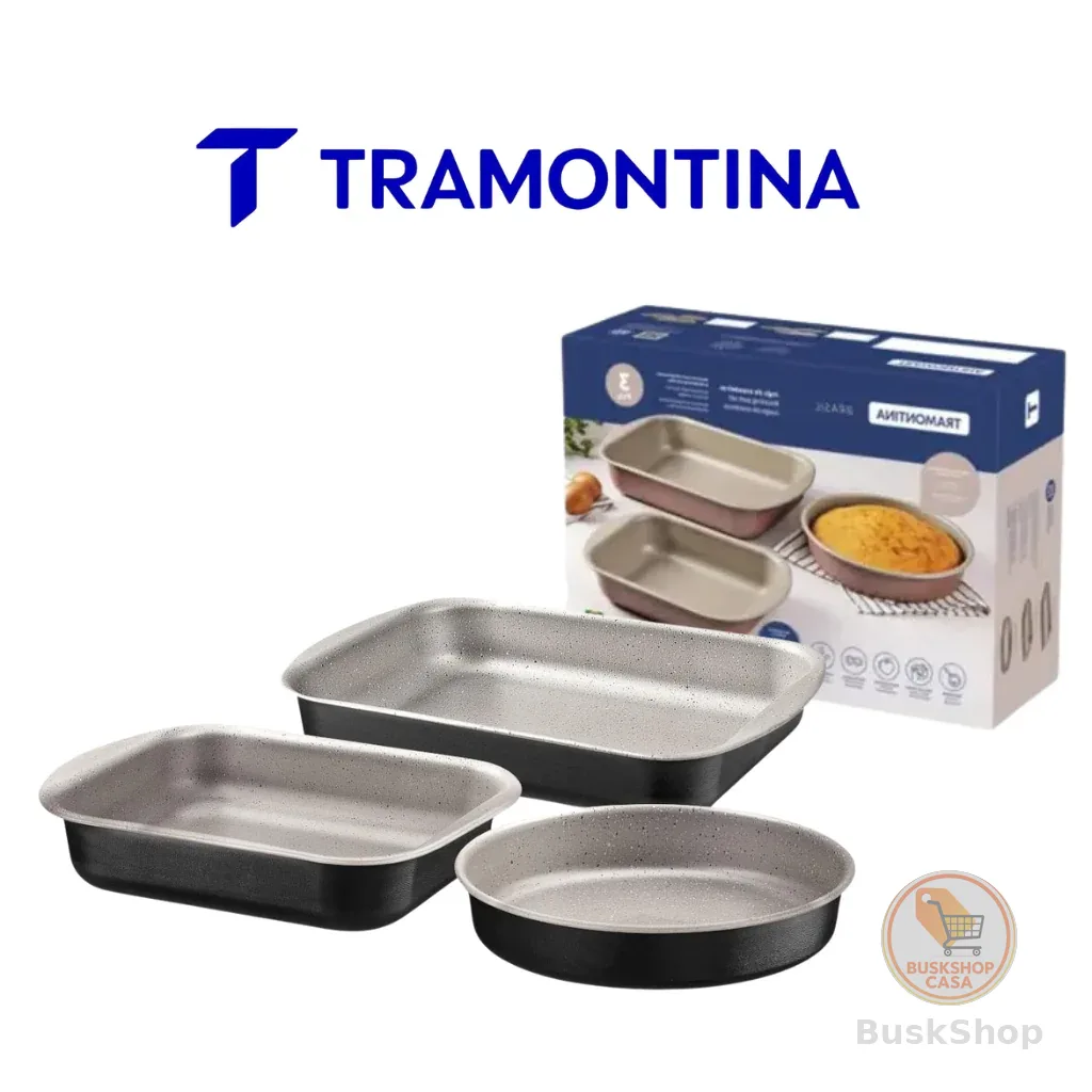 Jogo de Assadeiras Tramontina Brasil em Alumínio com Revestimento Antiaderente Starflon Max 3 Peças