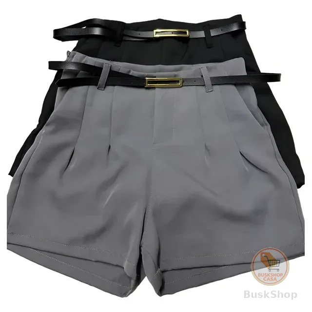 Kit 2 Shorts Feminino Alfaiataria Cinto Bolsos Tendência