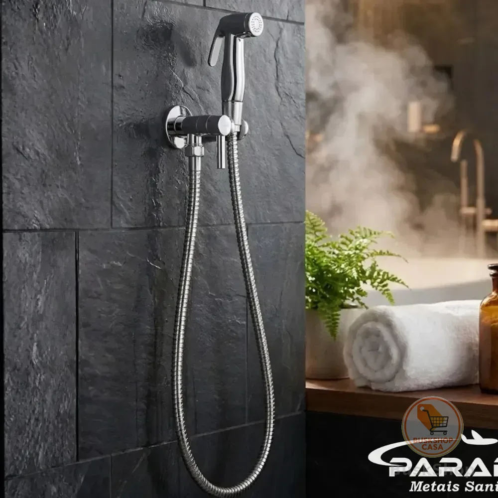 Ducha Higiênica Paradise Abs Para Banheiro Luxo Cromado Com Acionamento 1/4 De Voltas Brilhante
