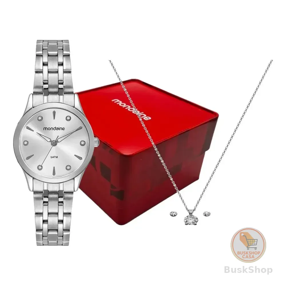 Kit Relógio Mondaine Prata Feminino 32610l0mkne2k1 Prateado