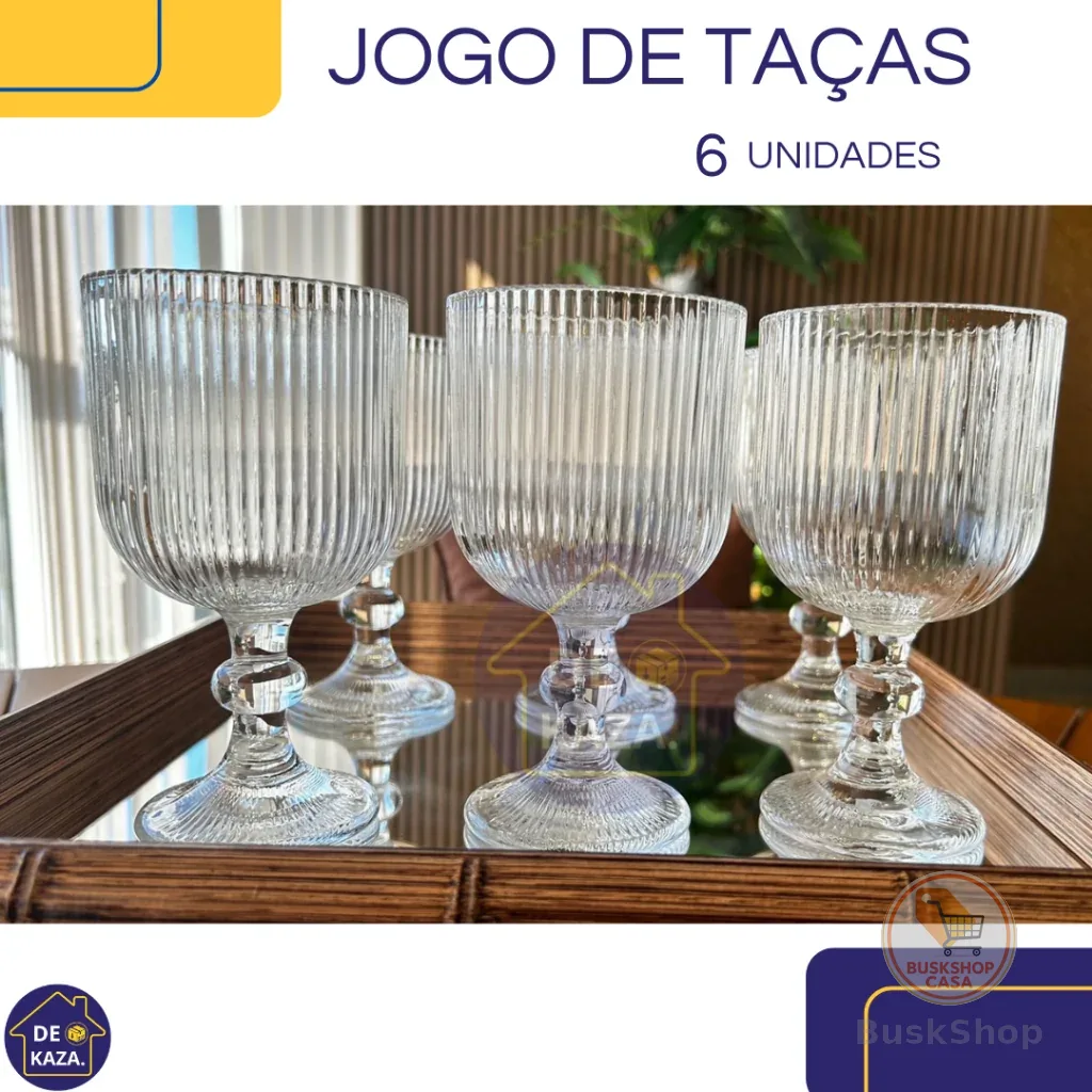 JOGO DE TAÇAS GRAFFIATO 370 ML COM 6 UNIDADES DE VIDRO TRANSPARENTE