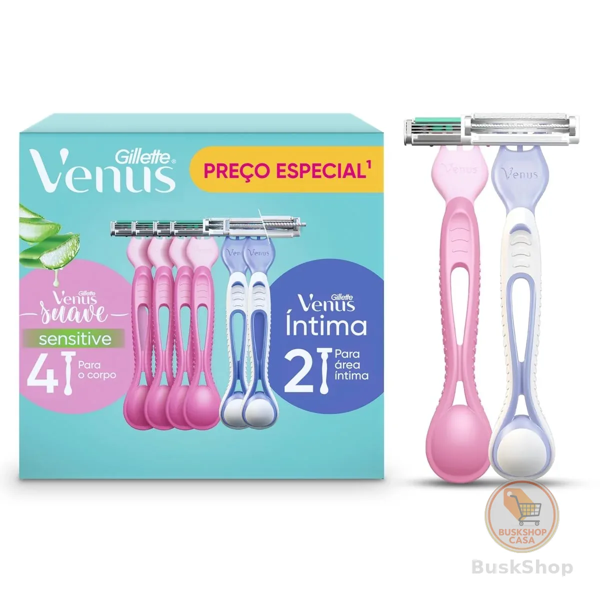 Kit Aparelho de Depilação Gillette Venus Suave 4Un + Venus Íntima 2Un