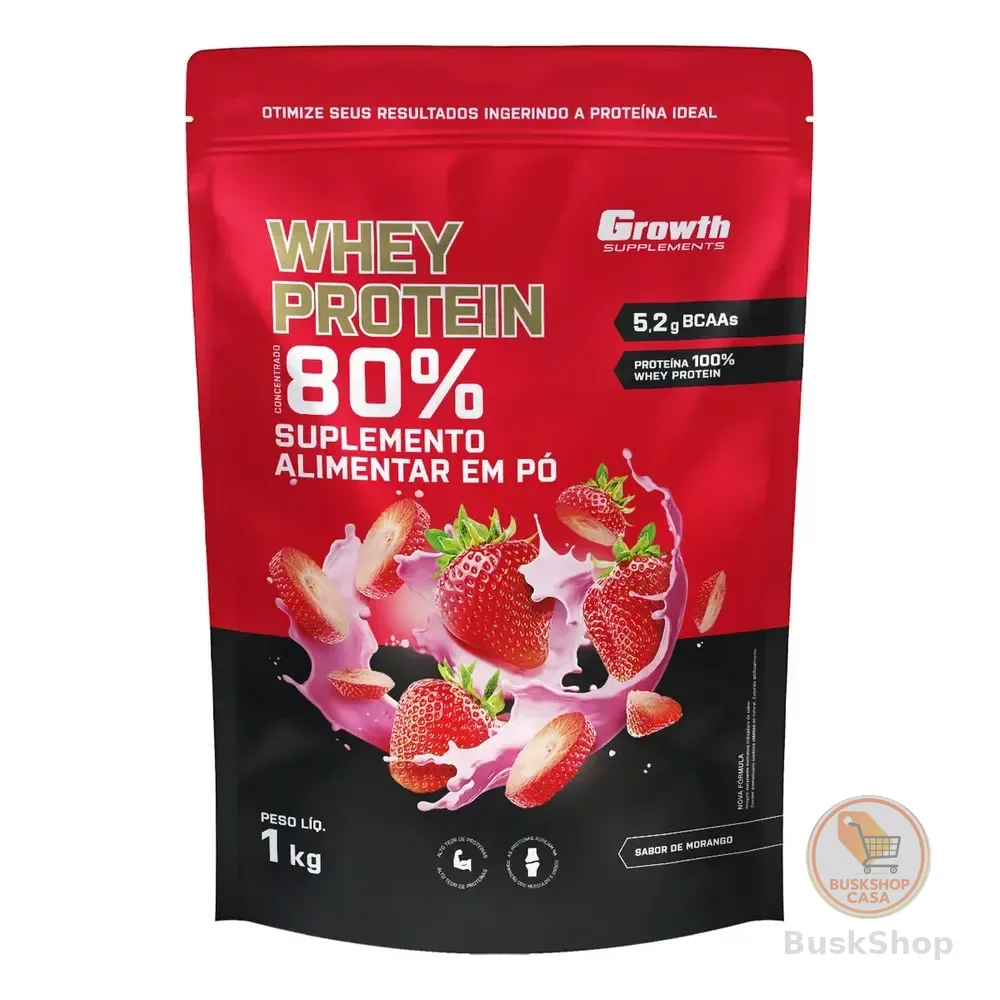 Whey Protein Concentrado 1kg Growth Supplements - Morango