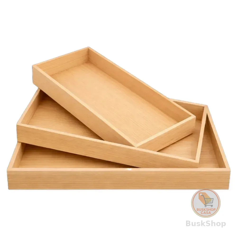 Kit 3 Bandejas De Bambu Para Servir Café Da Manhã Petiscos Decorar Cozinha Sala Multiuso Resistente Design Moderno Leve E Funcional Natural