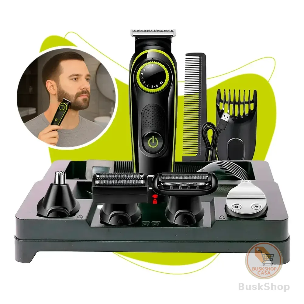 Máquina De Cortar Cabelo Fazer Barba Barbeador Acabamento Pelo B-max Bmc036 5 Em 1 Cor Preto 127/220v