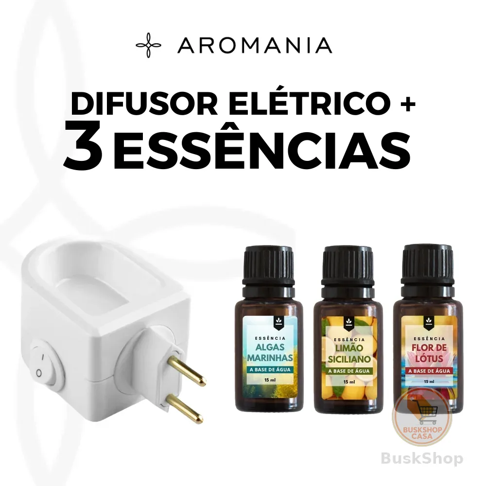 Kit Difusor Elétrico de Aromas Bivolt + 3 Essências Concentradas 15ml - Escolha a Sua