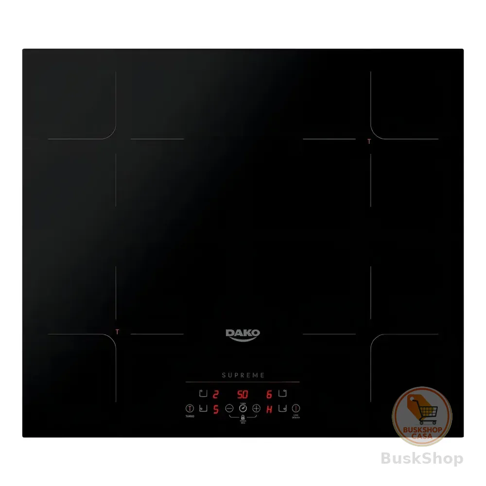 Cooktop De Indução 4 Bocas Dako Supreme Preto Com Trava De Segurança 220v