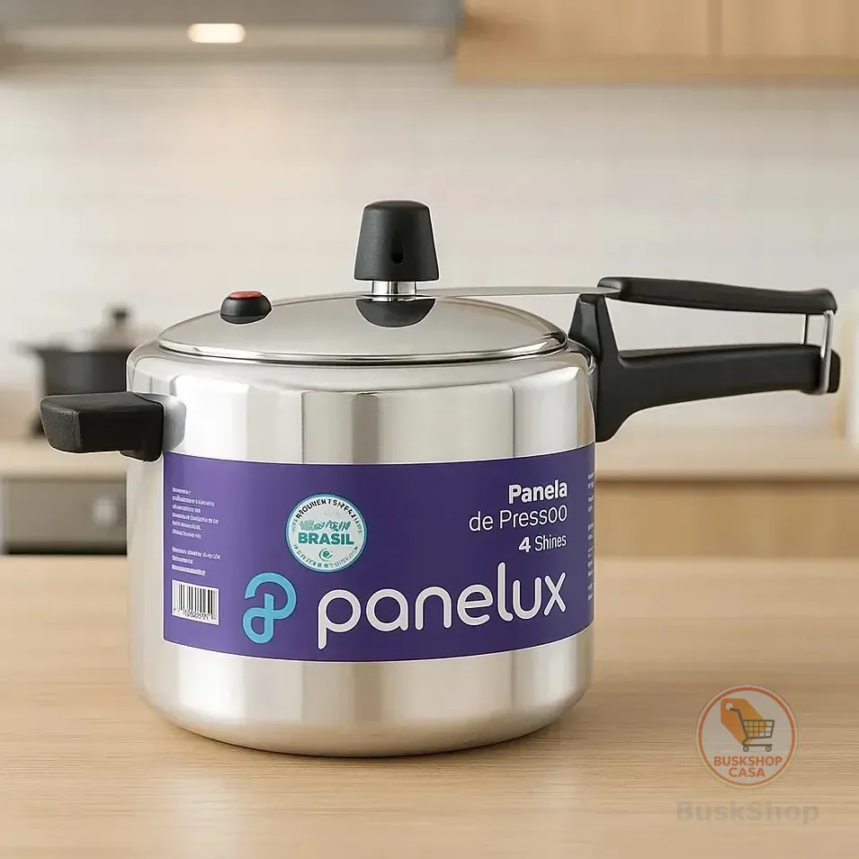 Panela De Pressão 4,5l Panelux Classic Alumínio Polido Inmetro Alça Ergonômica Fogo Médio Cinza