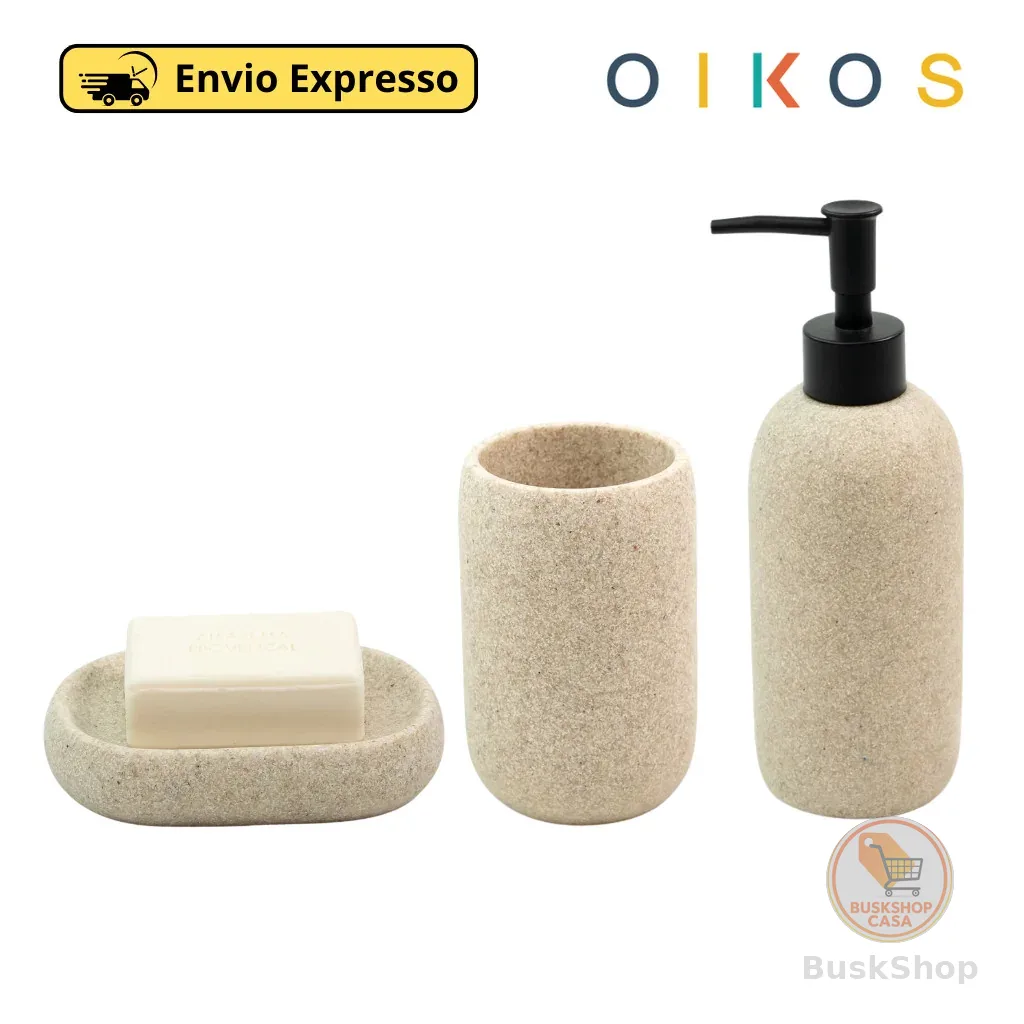 Kit De Banheiro e Lavabo Em Resina Saboneteira Porta Sabonete Líquido Porta Objetos - Oikos