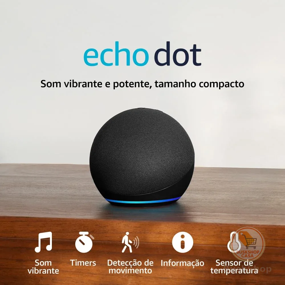 Echo Dot (Geração mais recente) | Smart speaker com Alexa, som vibrante e potente, Wi-Fi e Bluetooth | Cor Preta, com Acesso Antecipado à Alexa+