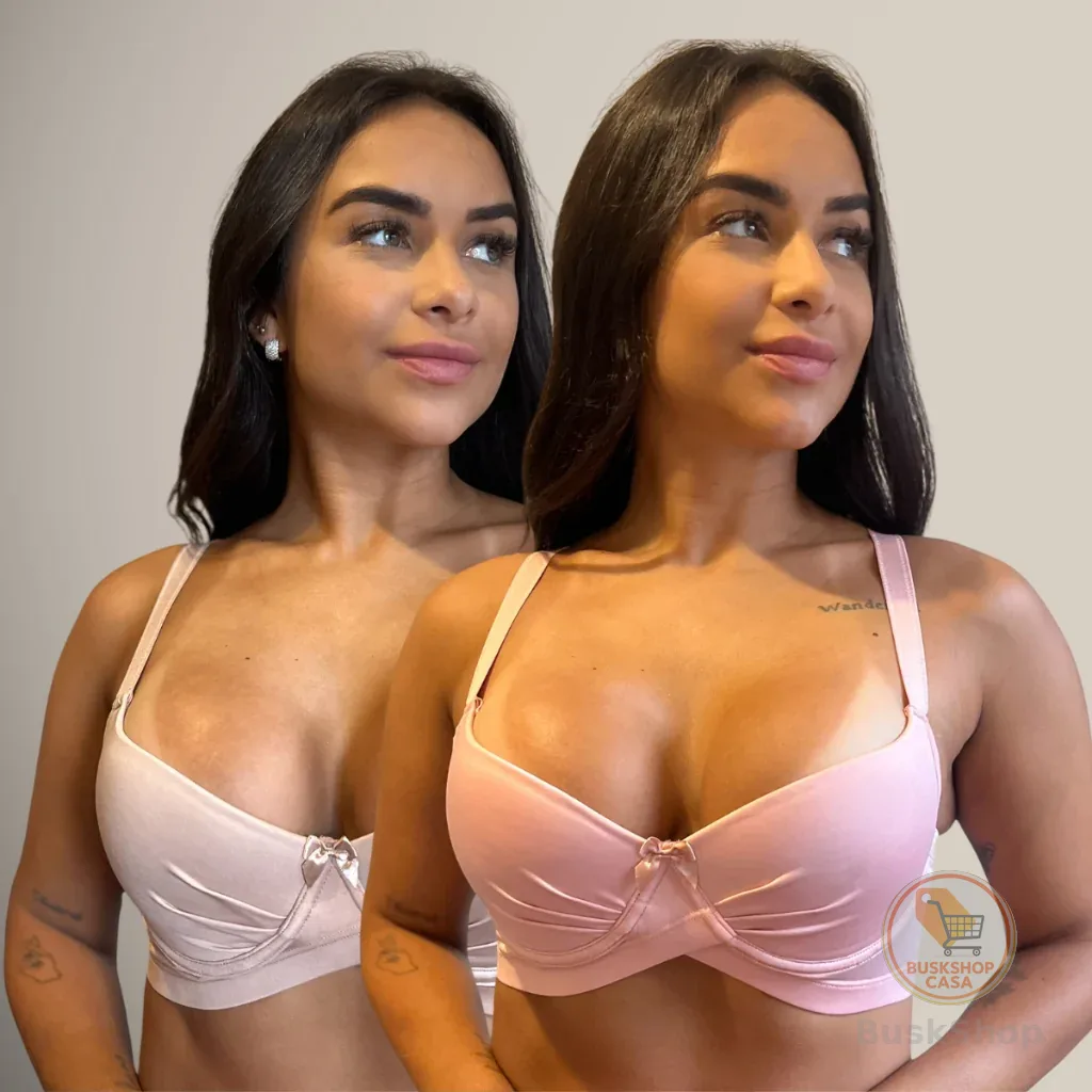 Kit 2 Sutiãs Plus Size Push Up de Bojo Confort Feminino Alta Sustentação Soutien Seios Grandes Reforçado Confortável Aro