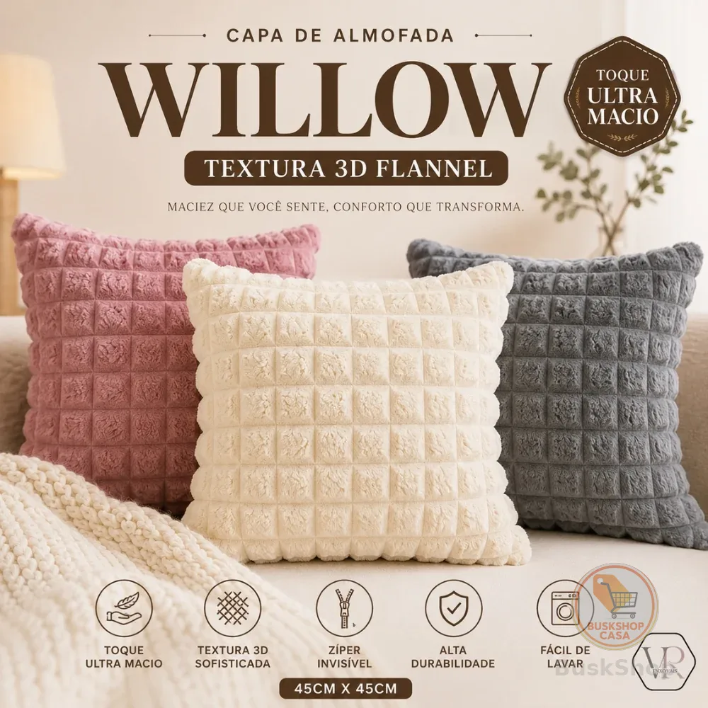 Kit 2 Capas de Almofadas Plush 45x45cm Super Macias 320gm2 Luxo Decorativa Sala Quarto