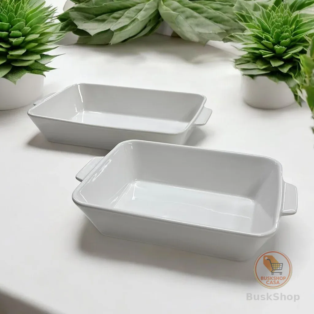 Refratário de Porcelana Branco 24/28/30cm Com Alça - Lyor / Travessa / Assadeira / Cozinha / Servir