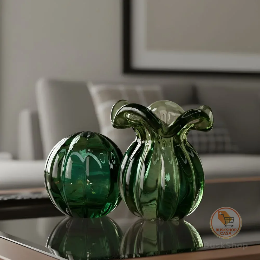 Kit 2 Peças Murano Artesanal Bola E Trouxinha Enfeite Centro De Mesa Sala Luxo Decoração Escritório