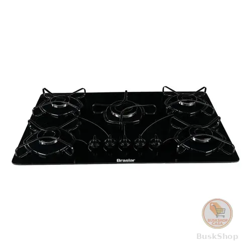 Fogão Cooktop Bivolt Com Alimentação Gás - Braslar 5 Bocas Cor Preto - 5 Queimadores
