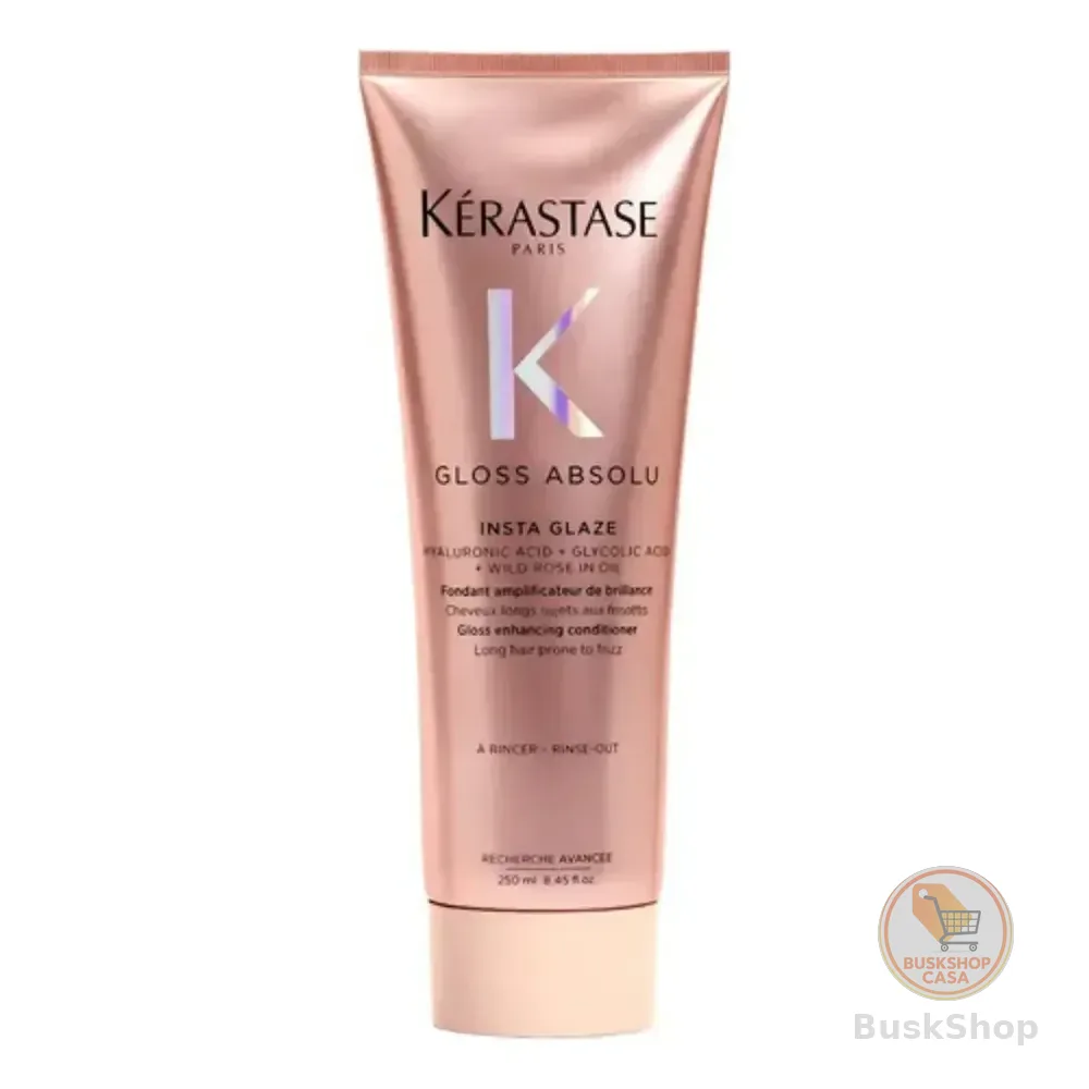 Kérastase, Condicionador, Gloss Absolu, Insta Glaze, Para Todos Os Tipos De Cabelos, Ação Anti-frizz Com Ácido Hialurônico, Ácido Glicólico E Óleo De Rosa Silvestre, Potencializa O Brilho, 250ml