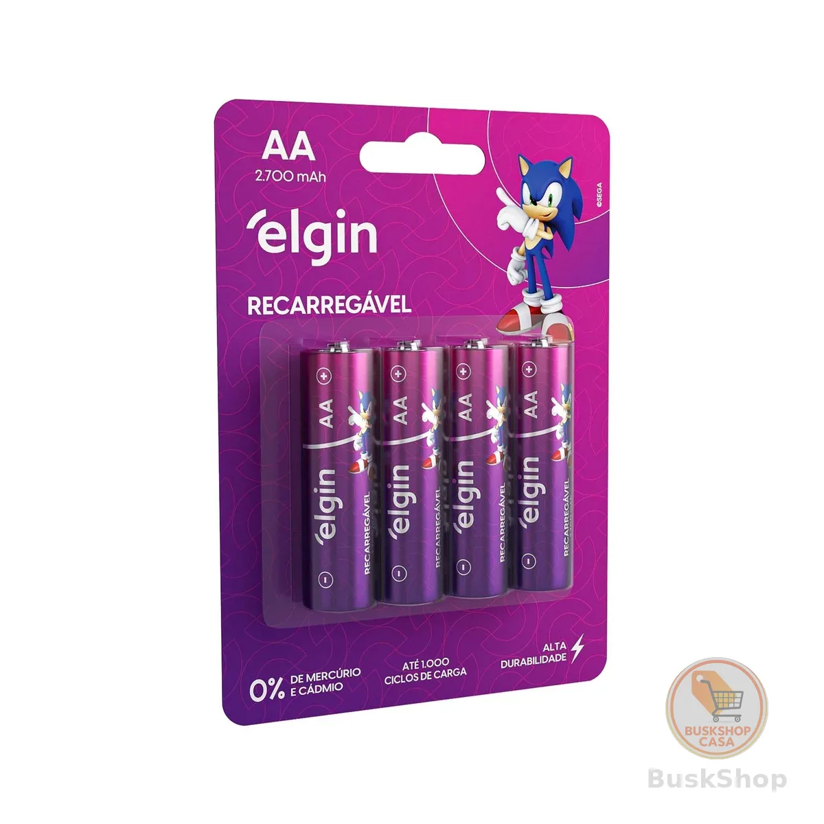Pilha recarregável AA 2700Mah Elgin Com 4 unidades Comum