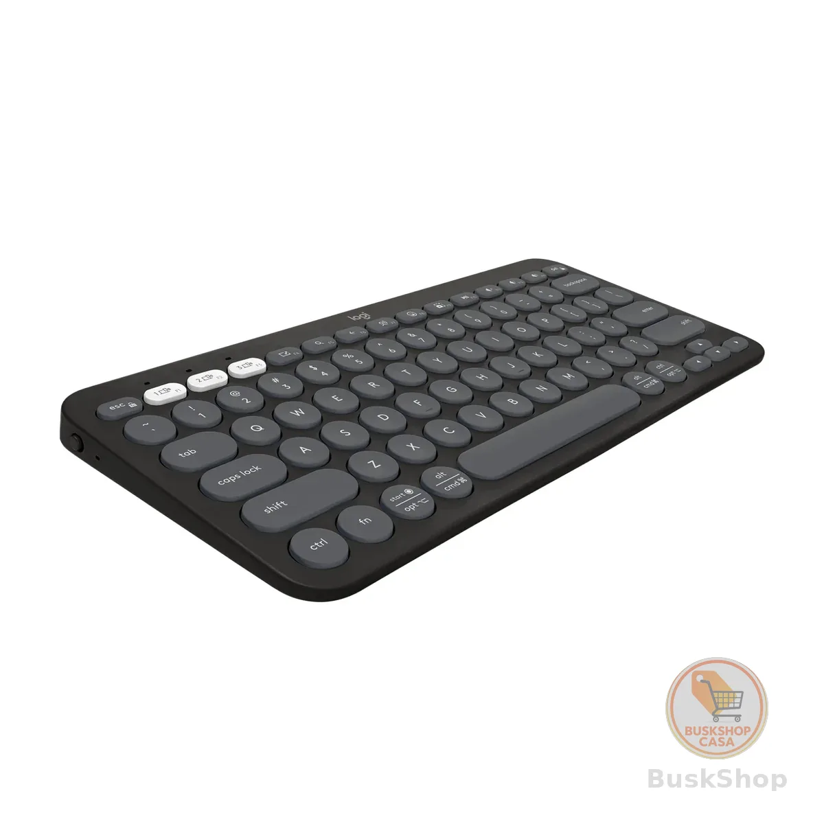 Teclado sem fio Logitech Pebble Keys 2 K380s com Conexão Bluetooth Easy-Switch e Pilha Inclusa - Compatível com PC, Mac, Chrome OS, Android, iOS e Apple TV, Layout US - Grafite