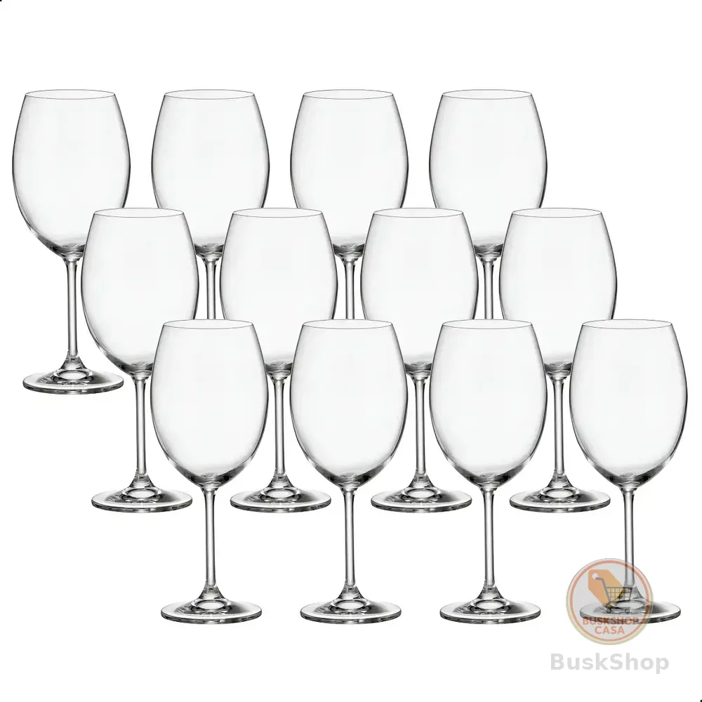 Jogo 12 Taças Cristal Bohemia Crystal 580ml Vinho Água Resistência Titânio