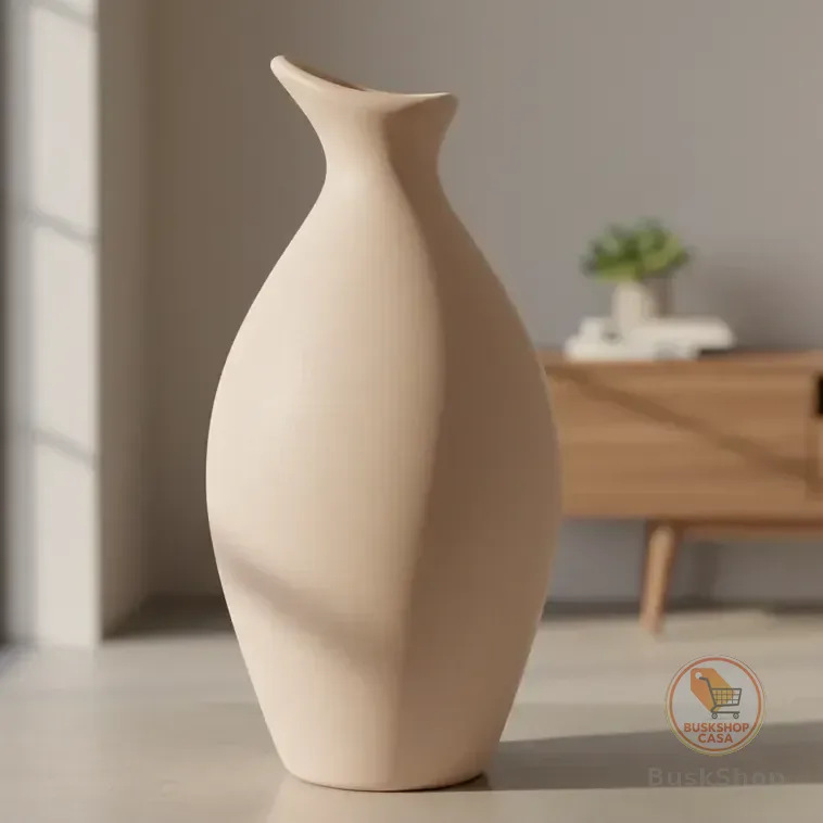 Vaso Jarra Decorativo Cerâmica Casa Sala Rack Escritório Nude Cintilante