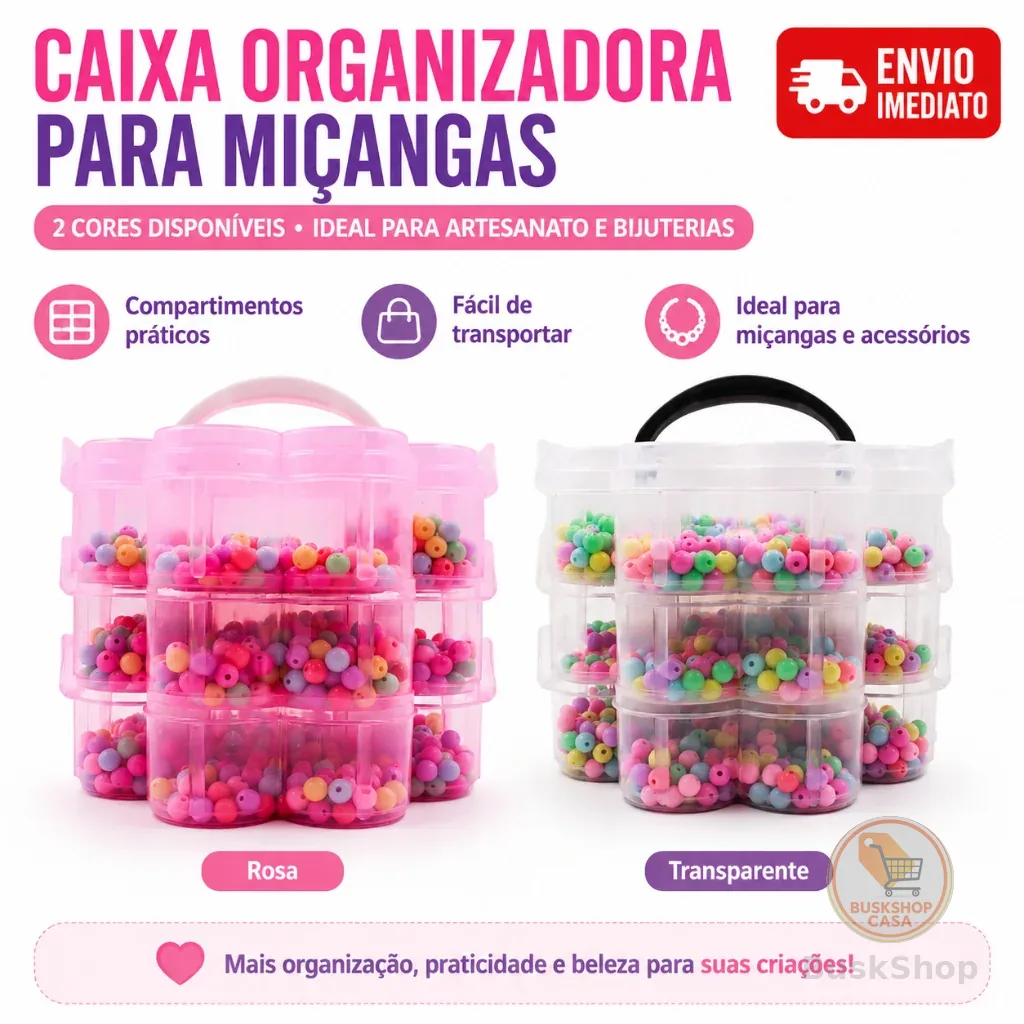 Caixa Organizadora Plástica Formato Peixe 12x15cm Para Bijuterias Miçangas Artesanato